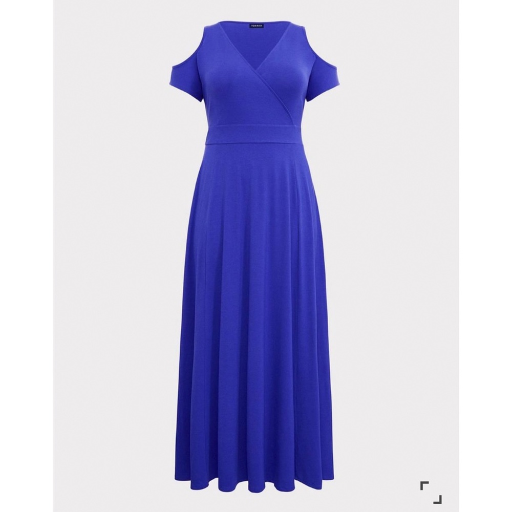 Electric Blue Jersey Cold Shoulder Maxi Dress - TORRID